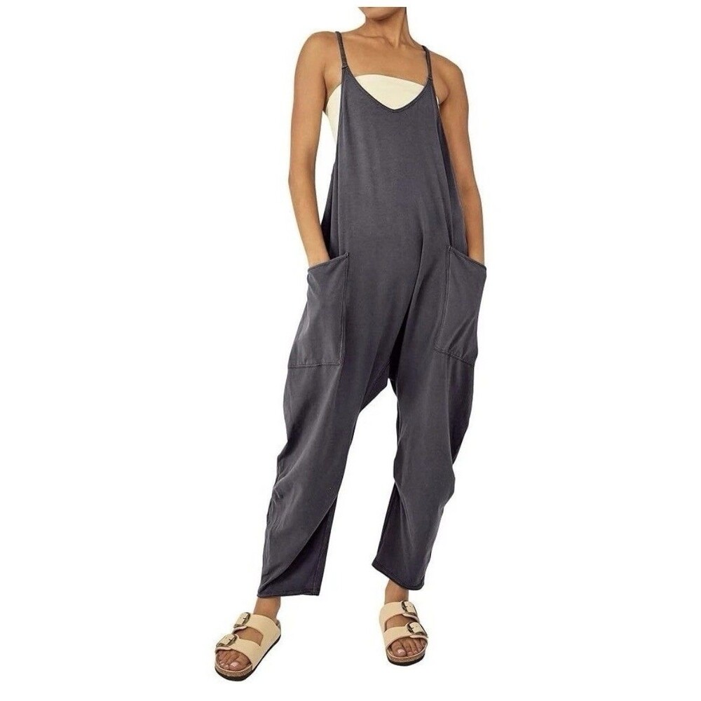FP Movement Hot Shot Womens Small Wash Black Relaxed Slouchy Jumpsuit Oversized